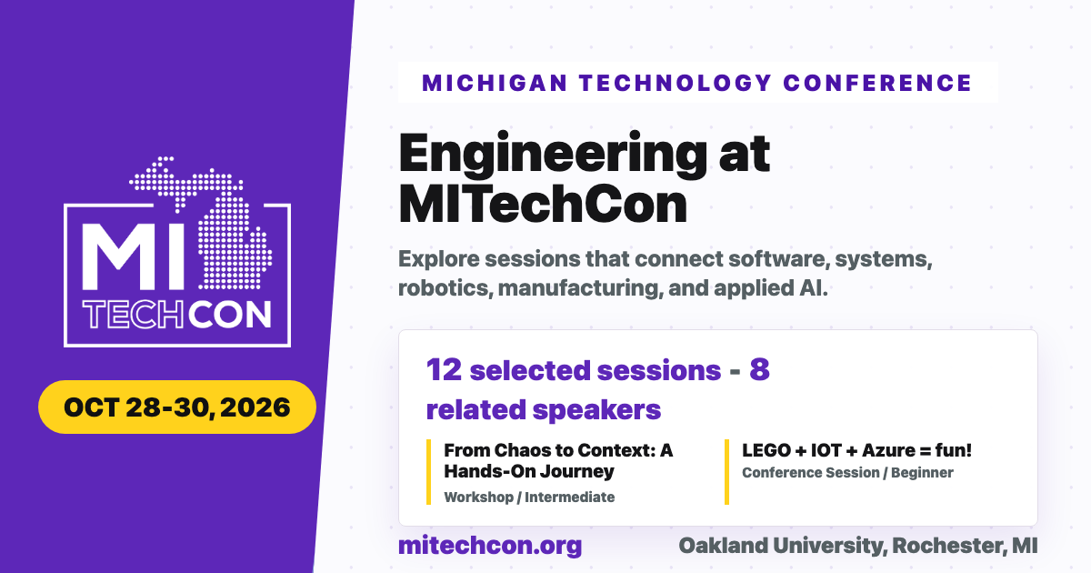 MITechCon 2026 engineering audience share graphic with conference branding.