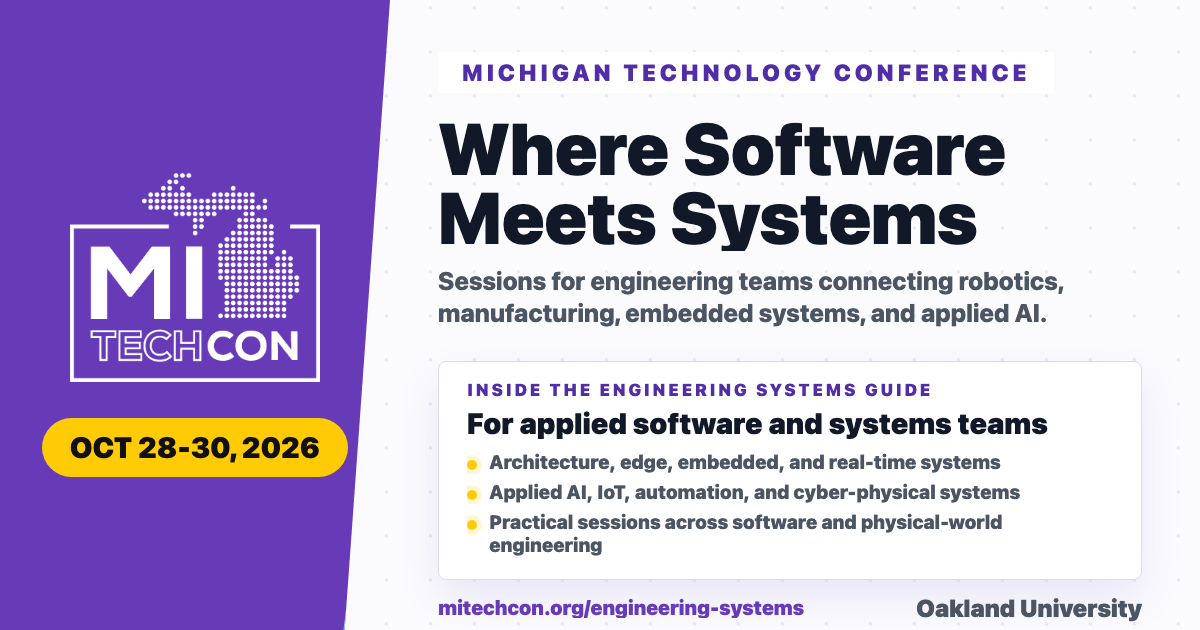 MITechCon 2026 Engineering Systems share graphic with conference branding.
