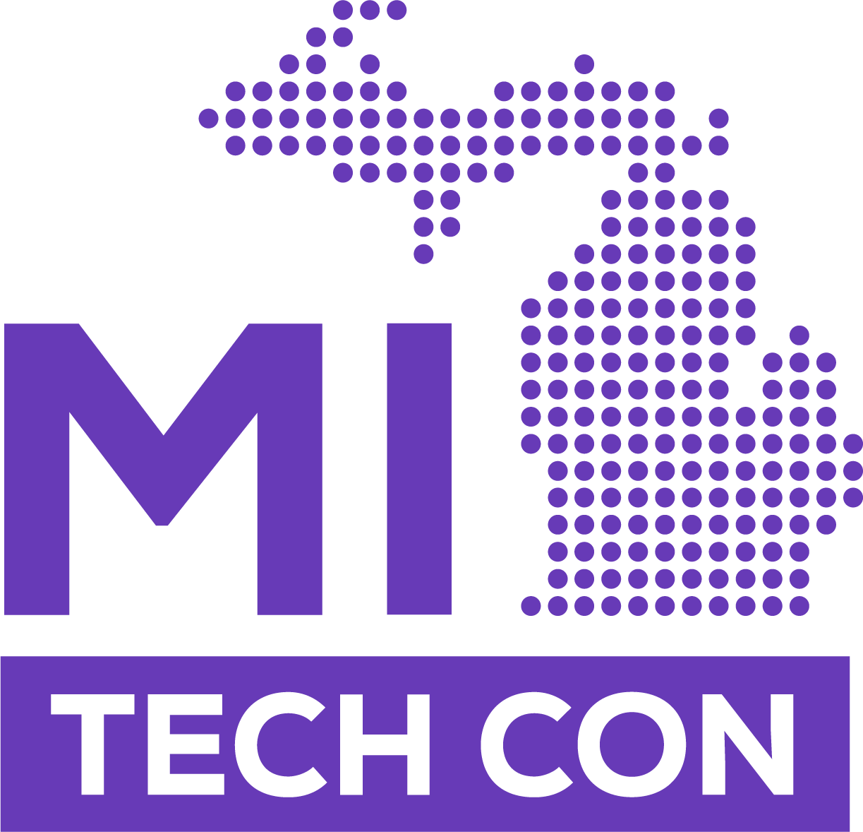 Alternate MITechCon logo in purple, gold, and blue on a transparent background.