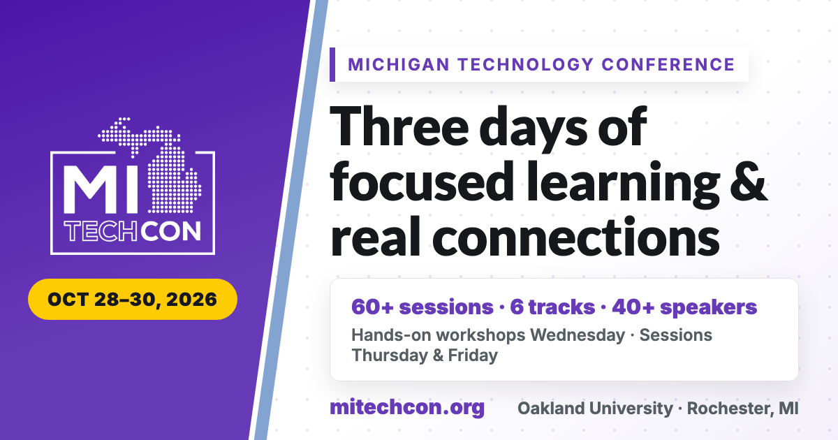 MITechCon 2026 branded social graphic for partner sharing.