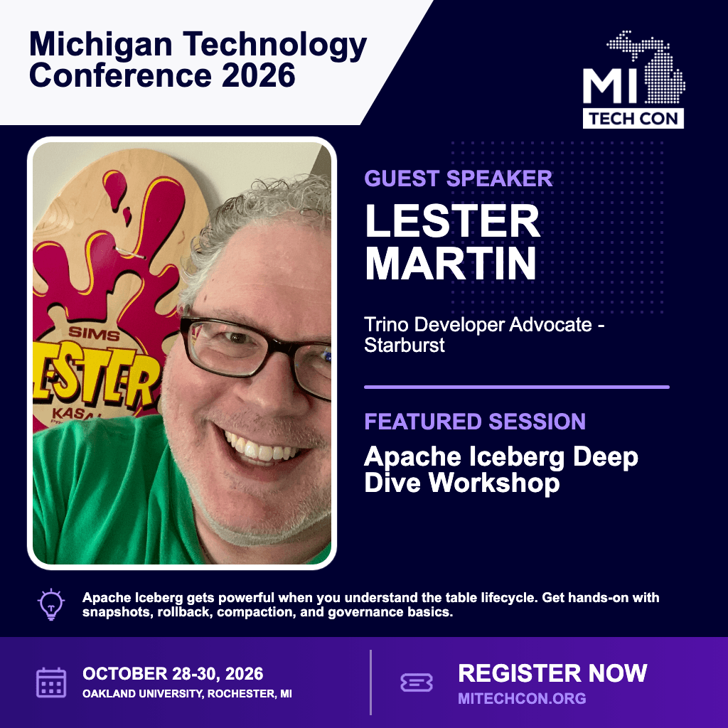 Social share image for Apache Iceberg Deep Dive Workshop at MITechCon 2026