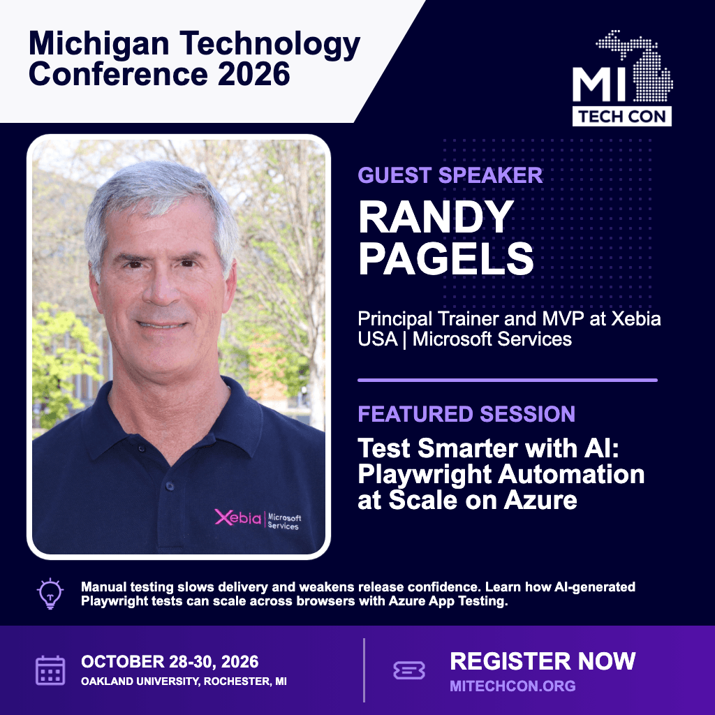 Social share image for Test Smarter with AI: Playwright Automation at Scale on Azure at MITechCon 2026