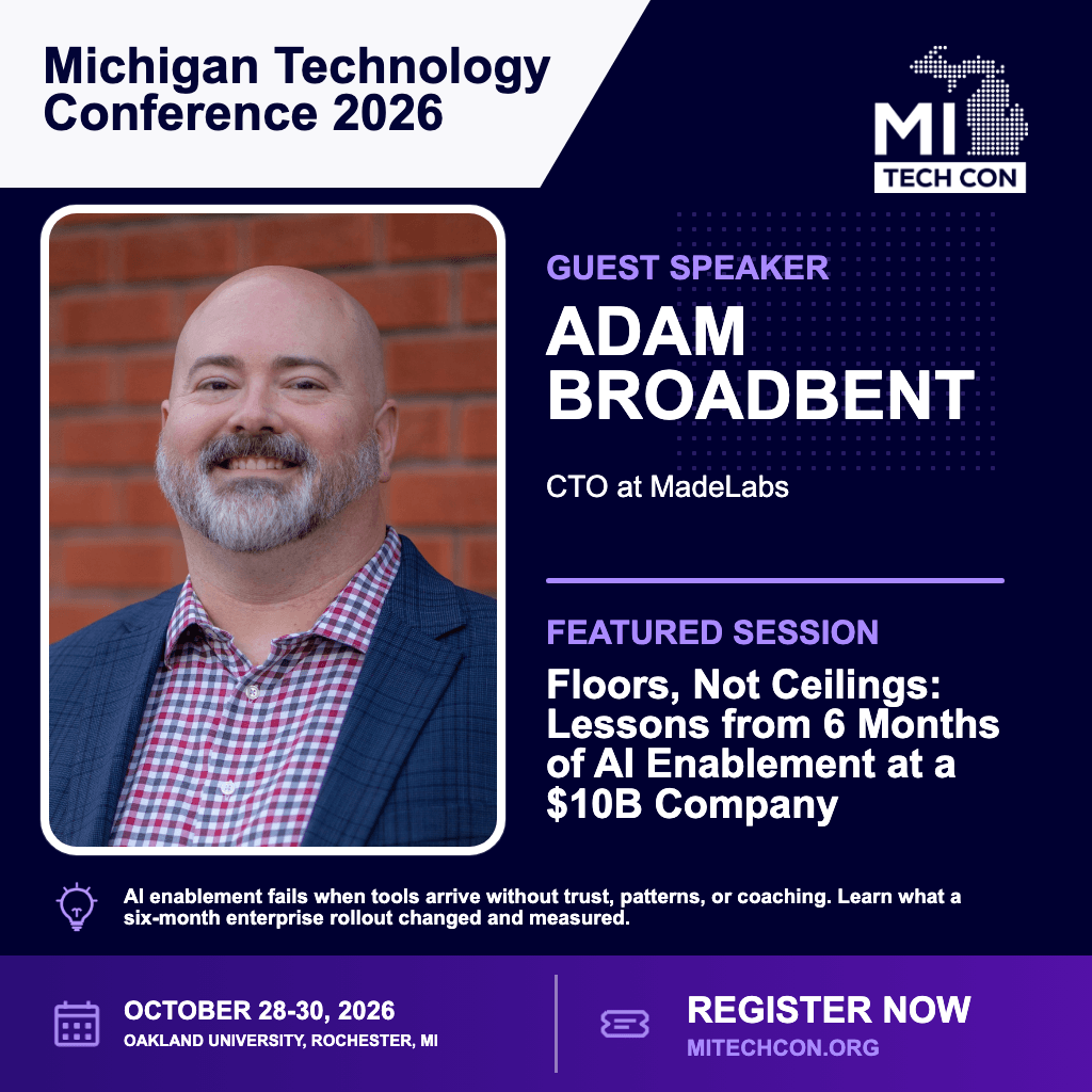 Social share image for Floors, Not Ceilings: Lessons from 6 Months of AI Enablement at a $10B Company at MITechCon 2026