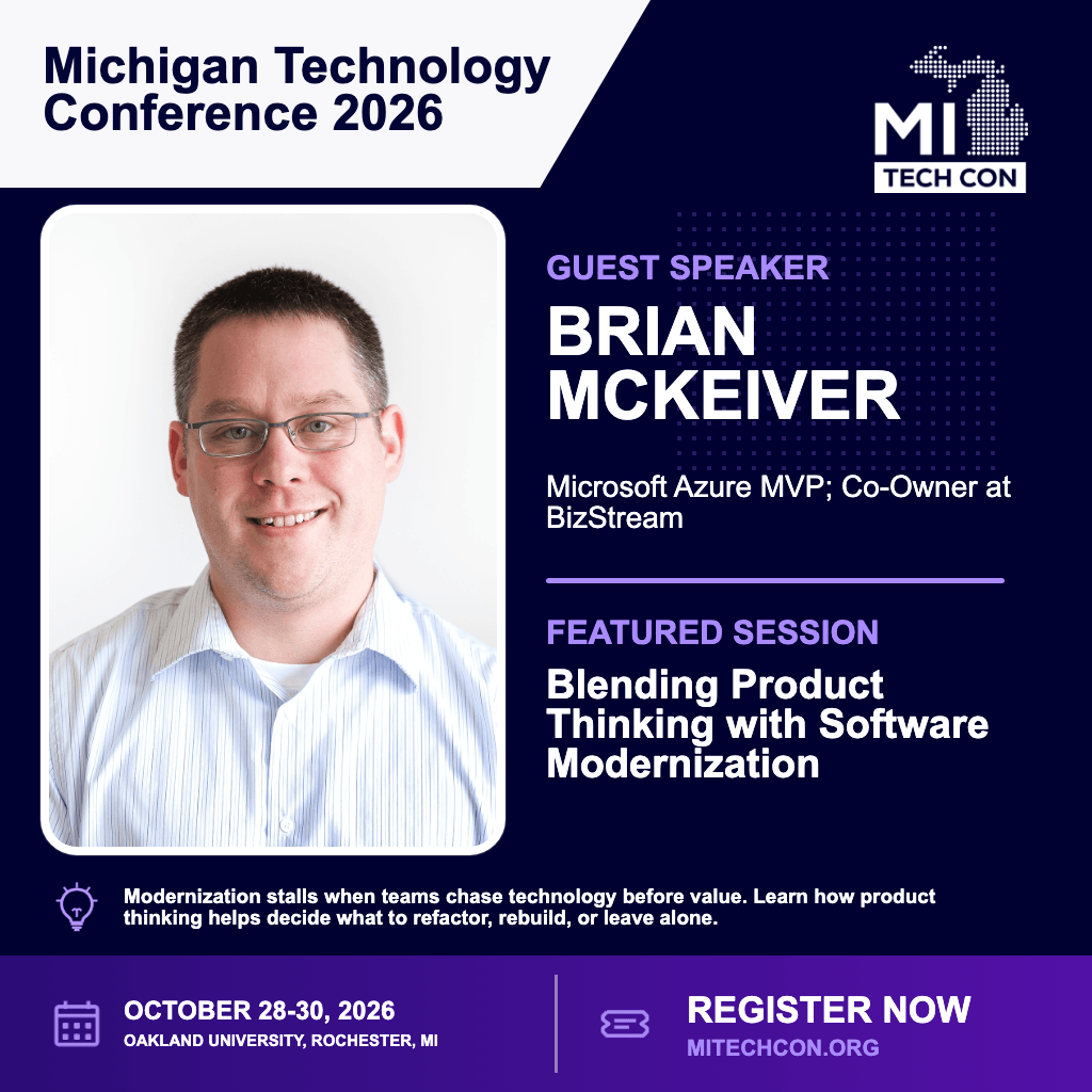 Social share image for Blending Product Thinking with Software Modernization at MITechCon 2026