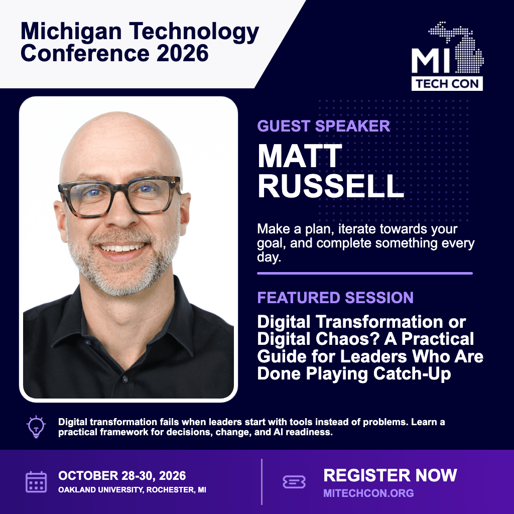 Social share image for Digital Transformation or Digital Chaos? A Practical Guide for Leaders Who Are Done Playing Catch-Up at MITechCon 2026