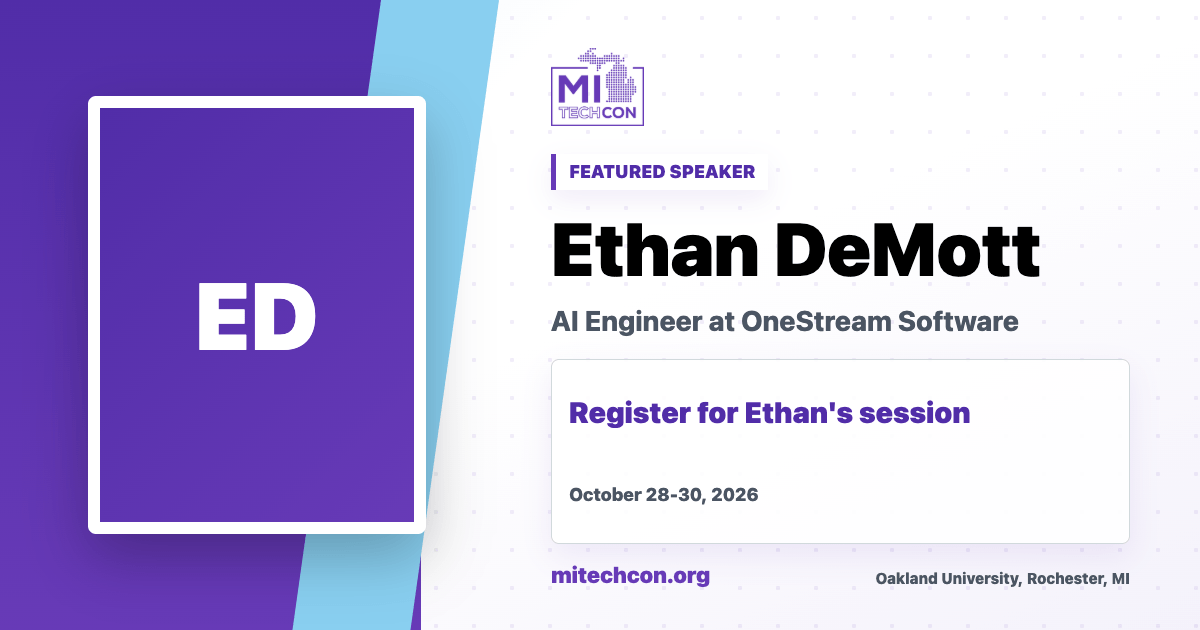 Ethan DeMott speaker share image for MITechCon 2026
