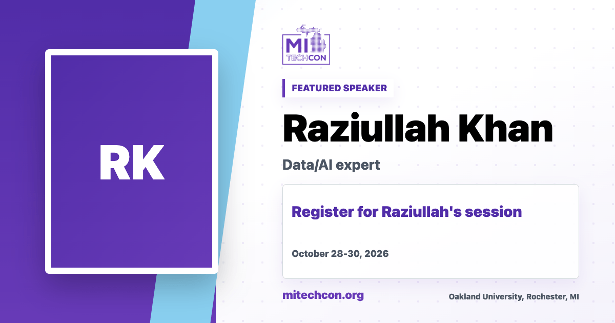Raziullah Khan speaker share image for MITechCon 2026