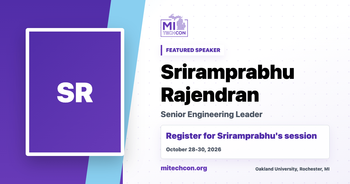 Sriramprabhu Rajendran speaker share image for MITechCon 2026