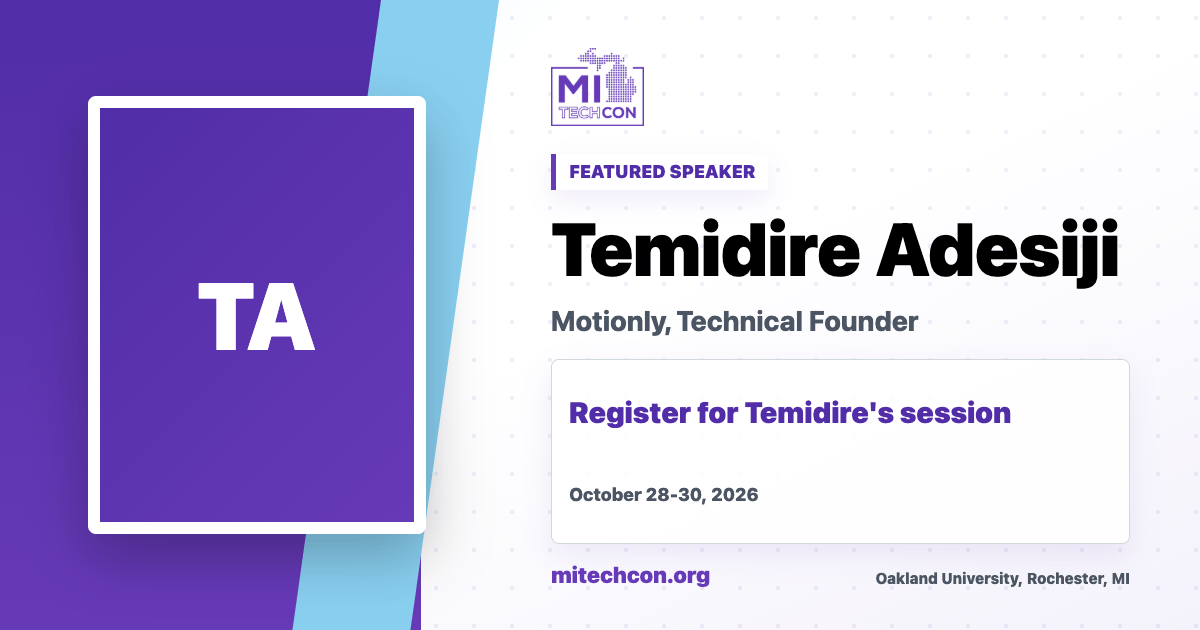 Temidire Adesiji speaker share image for MITechCon 2026