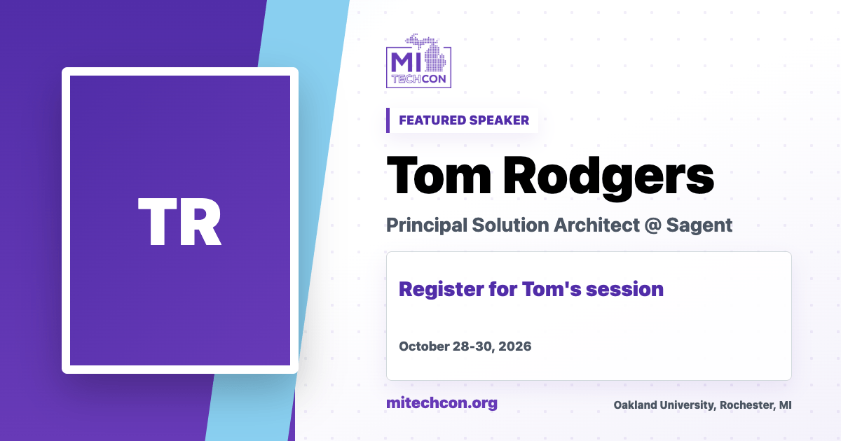Tom Rodgers speaker share image for MITechCon 2026